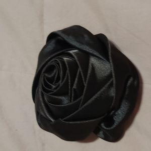 Brown fabric flower brooch